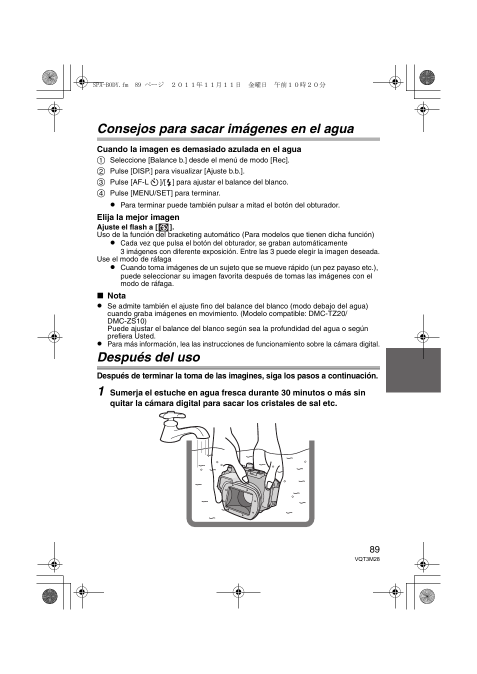 Consejos para sacar imágenes en el agua, Después del uso | Panasonic DMWMCTZ20PP User Manual | Page 89 / 184