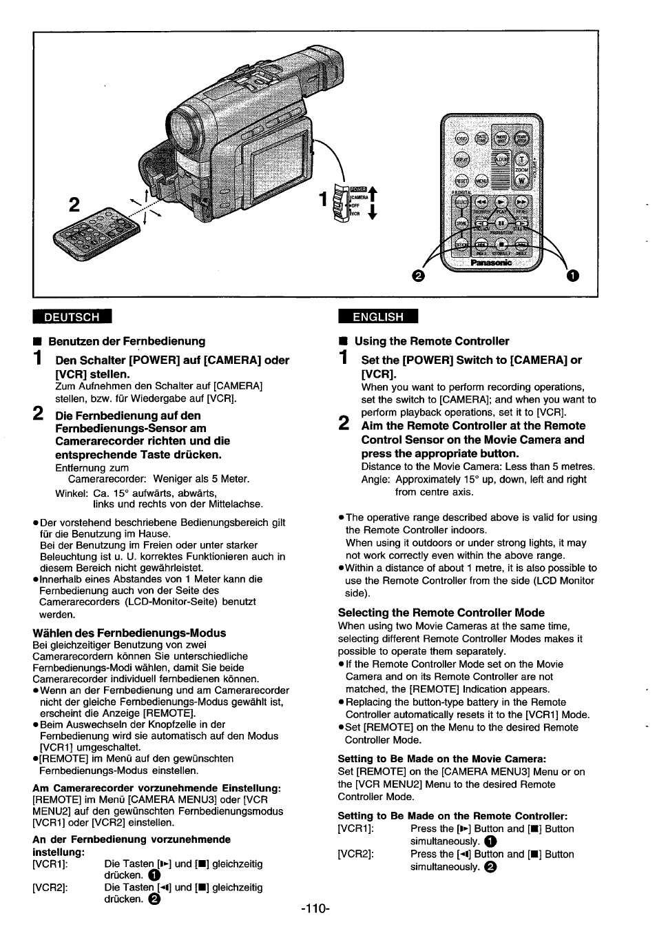 Setting to be made on the remote controlier | Panasonic NVDS33EG User Manual | Page 109 / 193