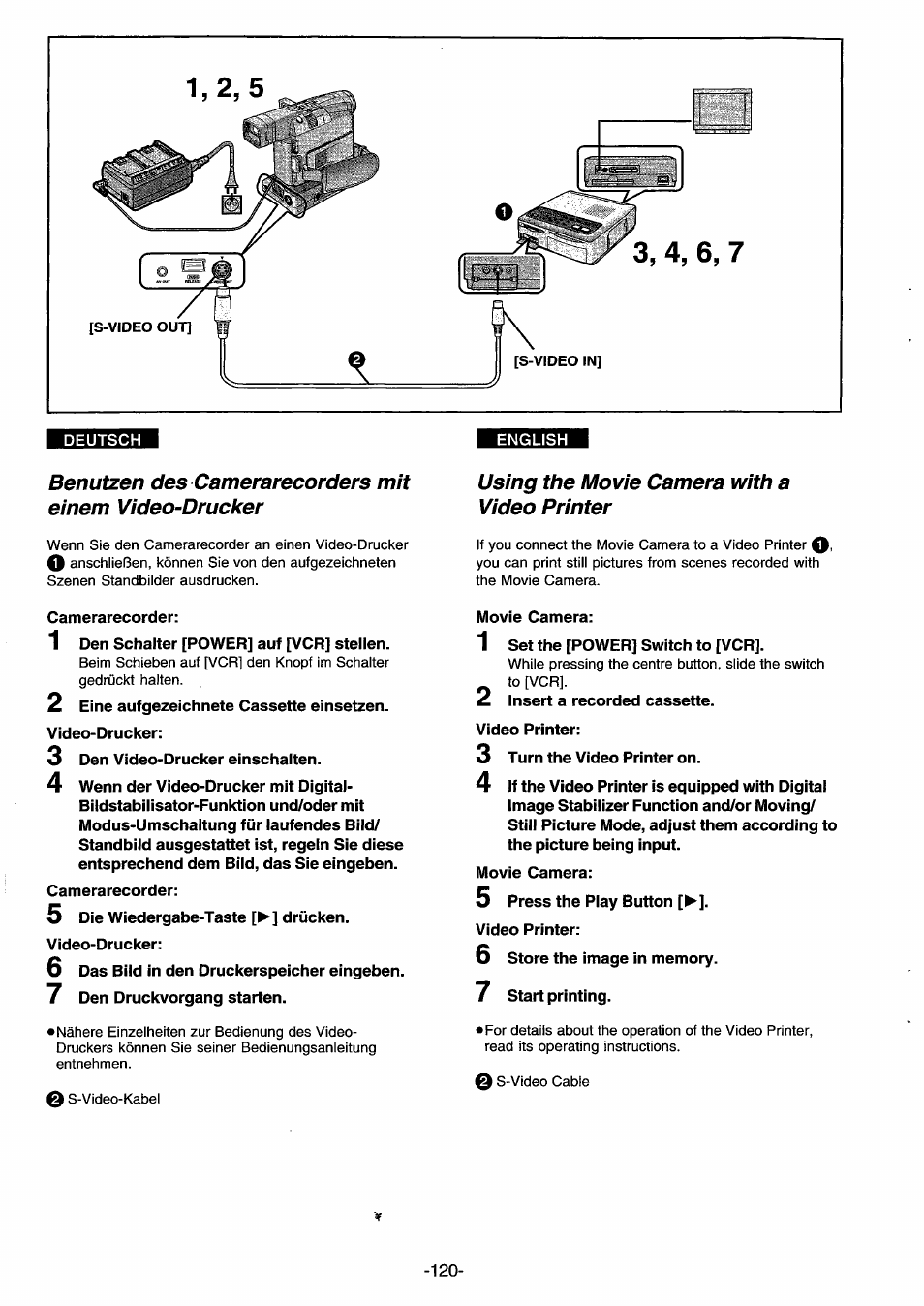 Using the movie camera with a video printer, Using the movie camera with a computer | Panasonic NVDS33EG User Manual | Page 119 / 193