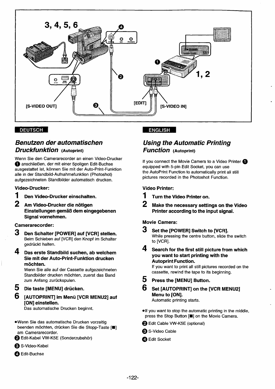 Benutzen der automatischen, Using the automatic printing, Benutzen der automatischen druckfunktion | Panasonic NVDS33EG User Manual | Page 121 / 193