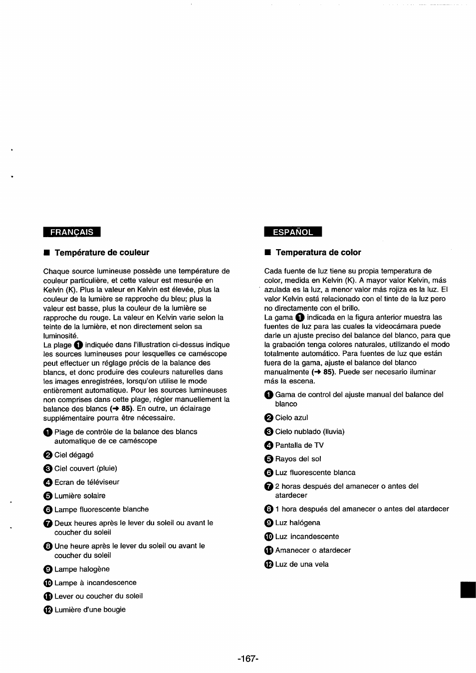 Température de couleur, Temperatura de color | Panasonic NVDS33EG User Manual | Page 166 / 193