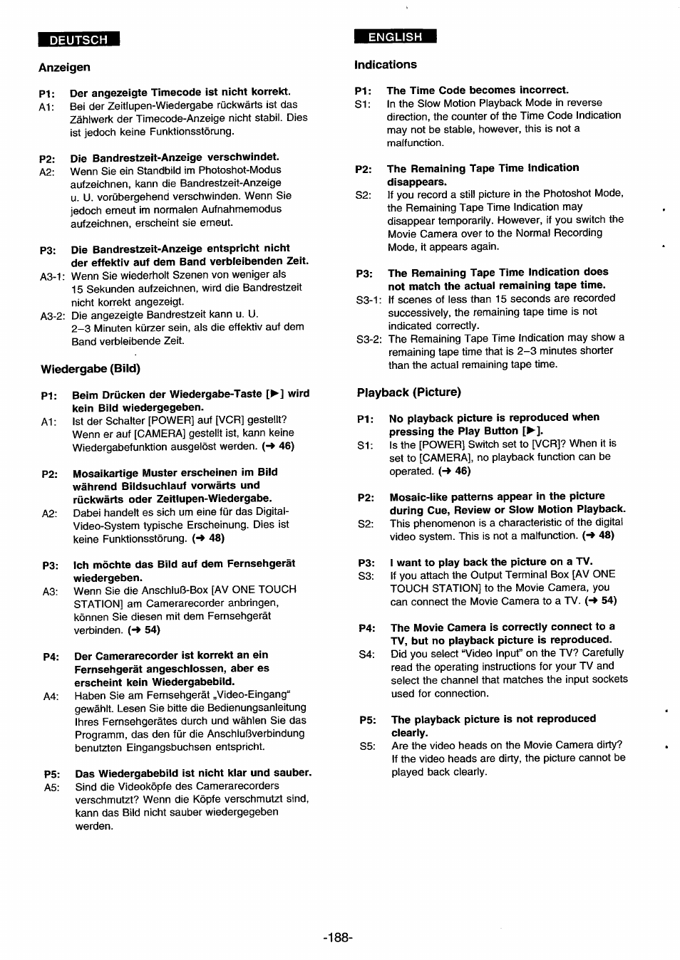 Anzeigen, Indications, Wiedergabe (bild) | Playback (picture) | Panasonic NVDS33EG User Manual | Page 187 / 193