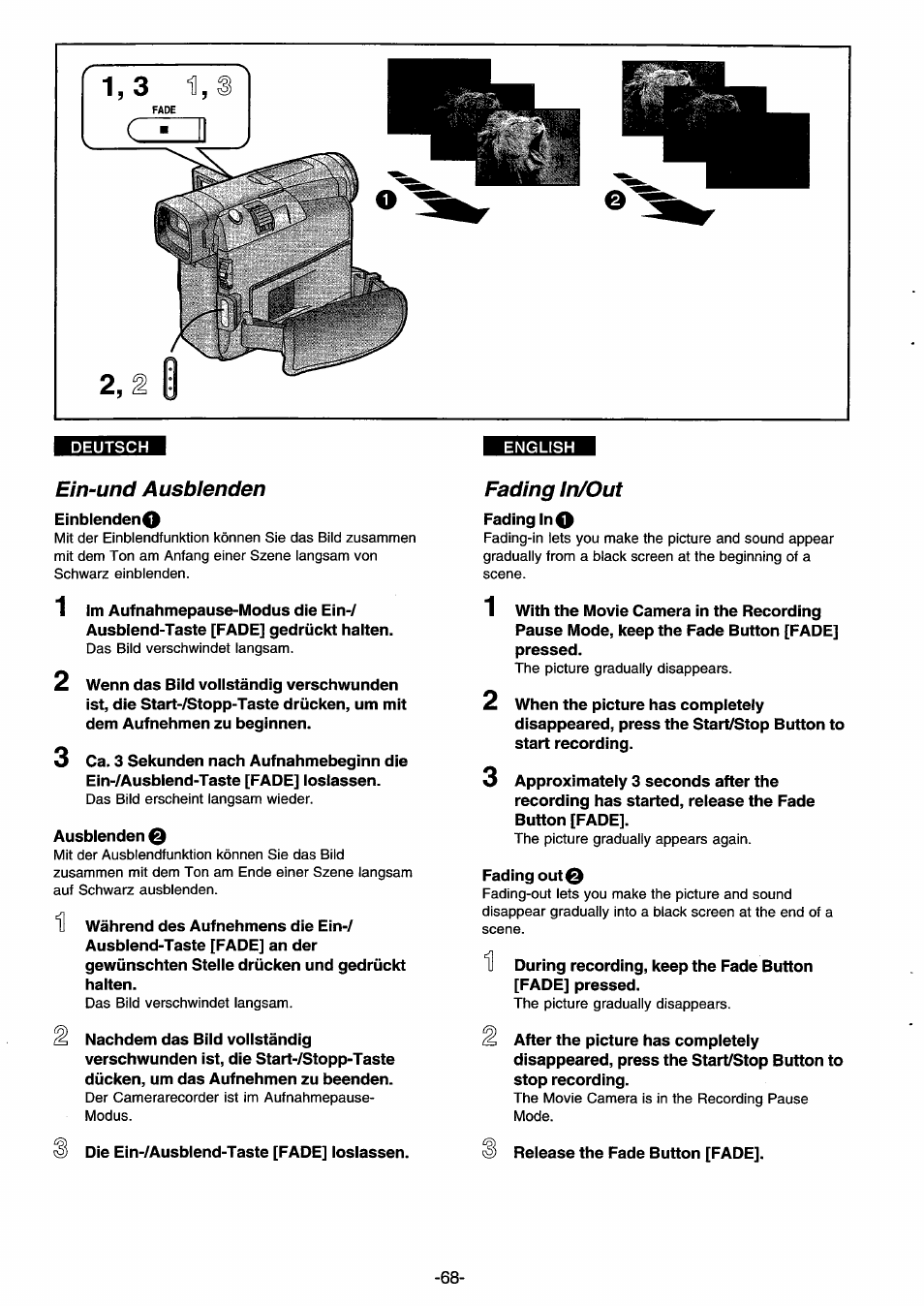 Ein-und ausblenden, Fading in/out | Panasonic NVDS33EG User Manual | Page 67 / 193