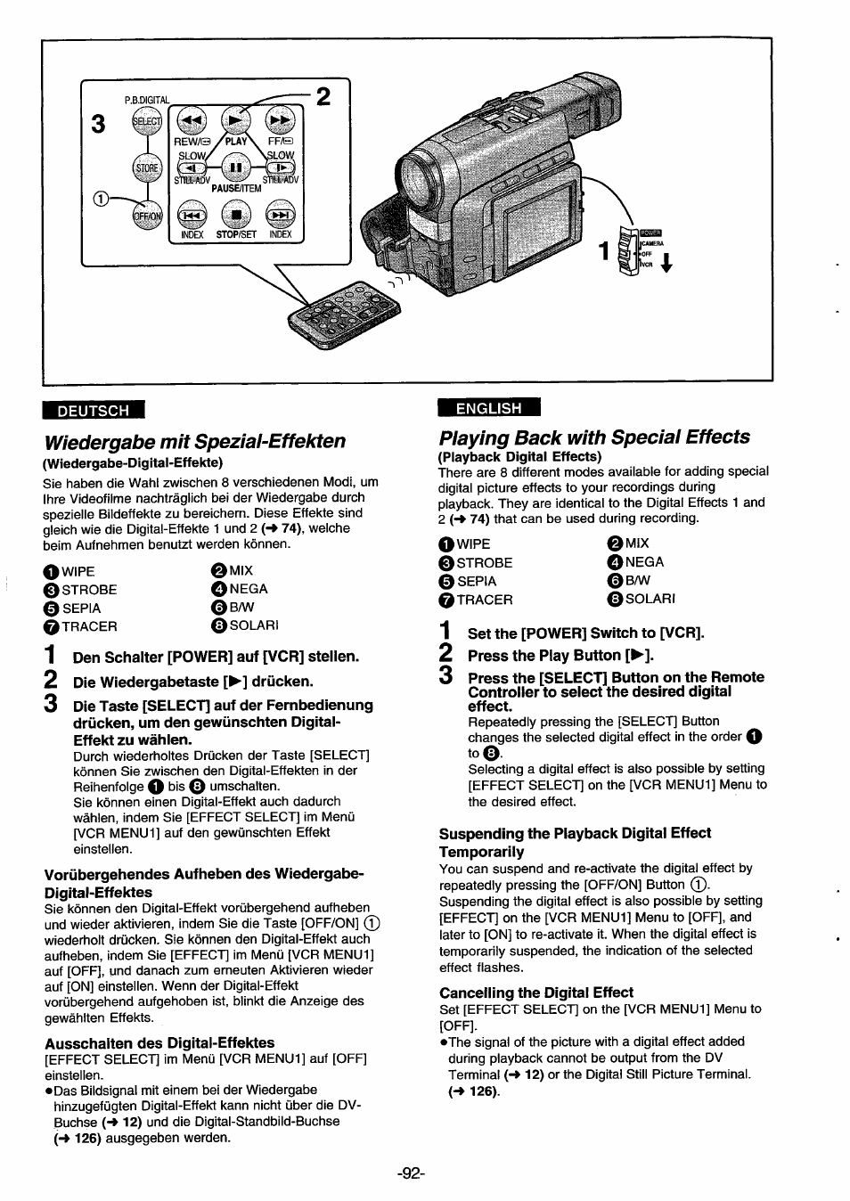 Wiedergabe mit speziai-effekten, 0mix, Piaying back with speciai effects | Panasonic NVDS33EG User Manual | Page 91 / 193