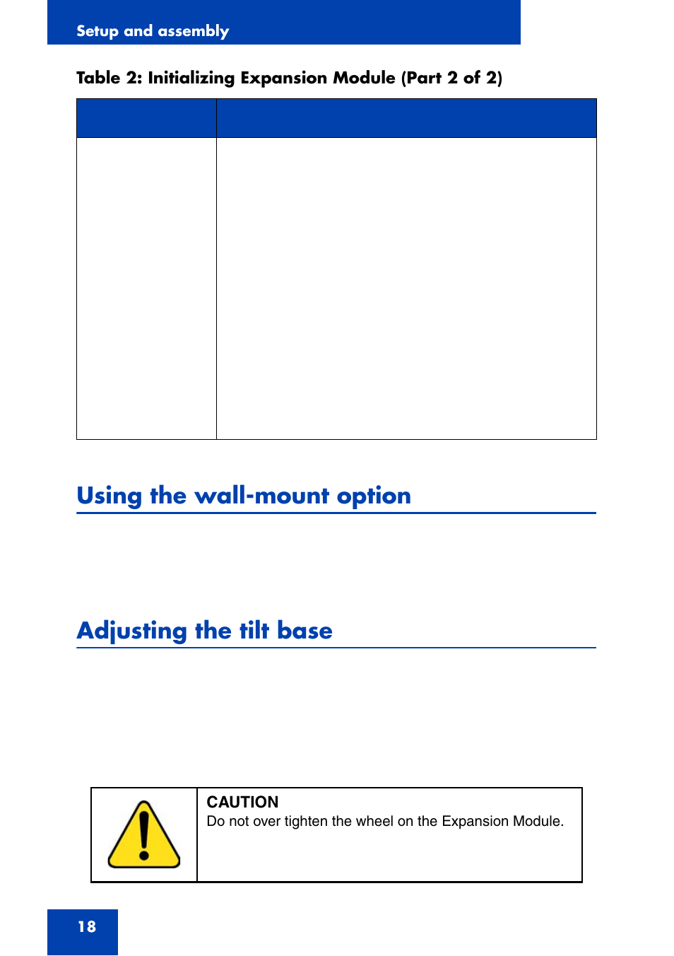 Using the wall-mount option, Adjusting the tilt base | Avaya NN43110-301 User Manual | Page 18 / 20