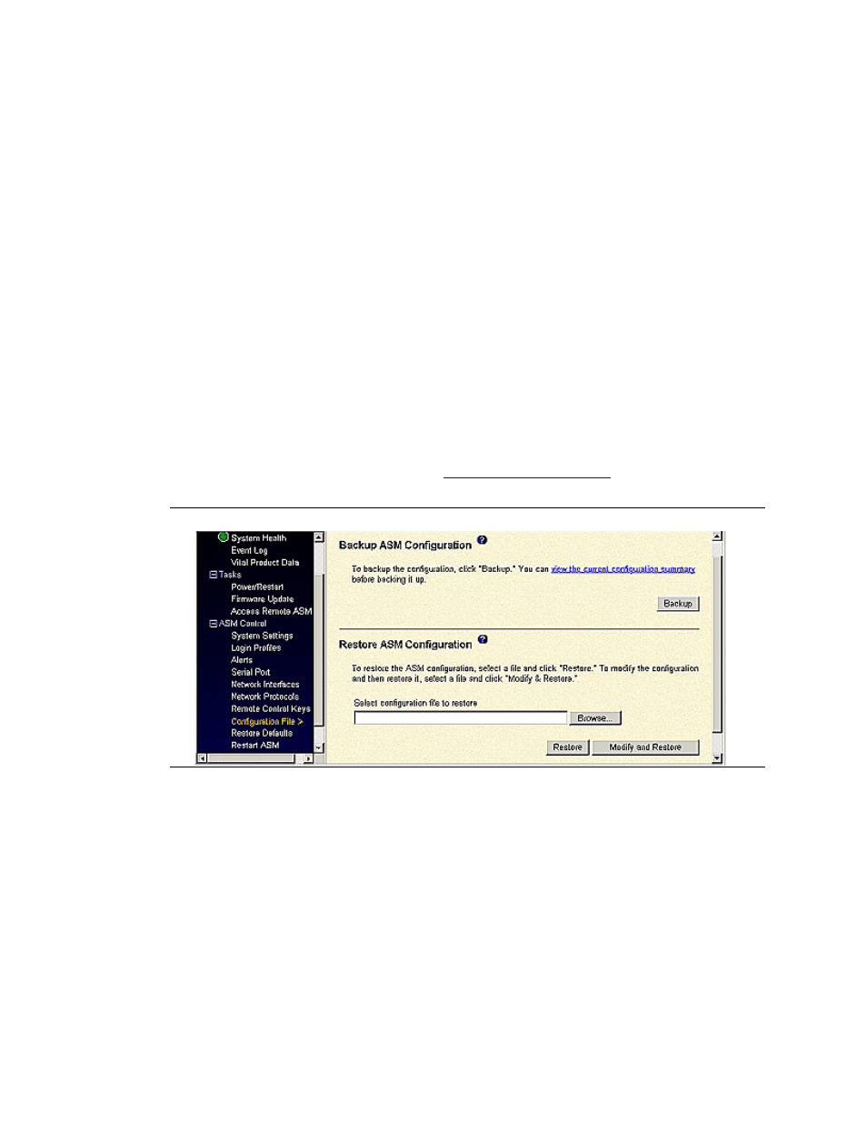 Smtp, Accessing the configuration window, Backing up the asm configuration | Smtp 47 | Avaya S8500 User Manual | Page 47 / 72