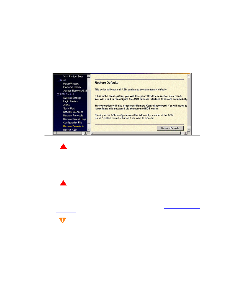 Restoring asm defaults | Avaya S8500 User Manual | Page 49 / 72