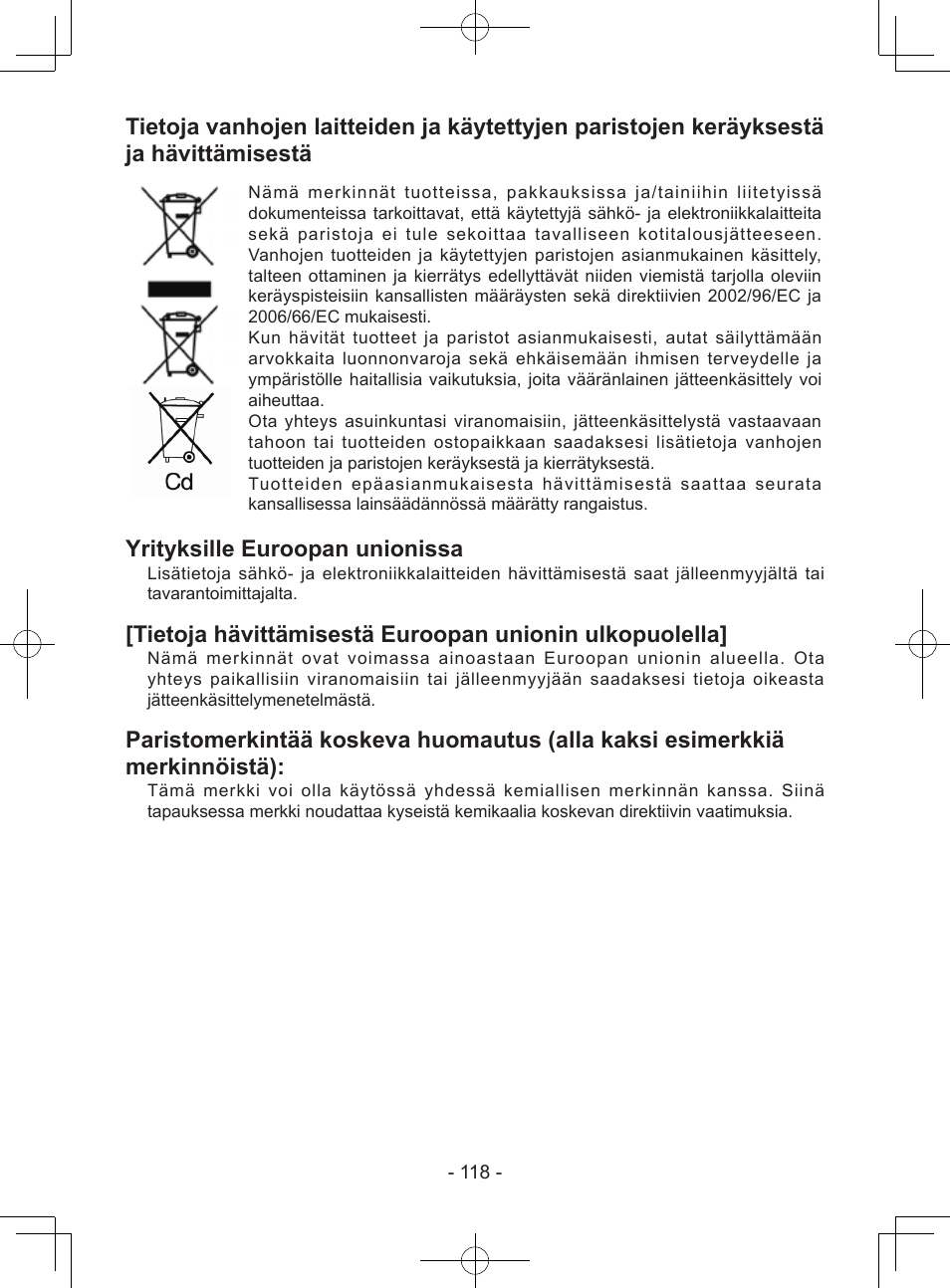 Yrityksille euroopan unionissa | Panasonic EY7940 User Manual | Page 118 / 121