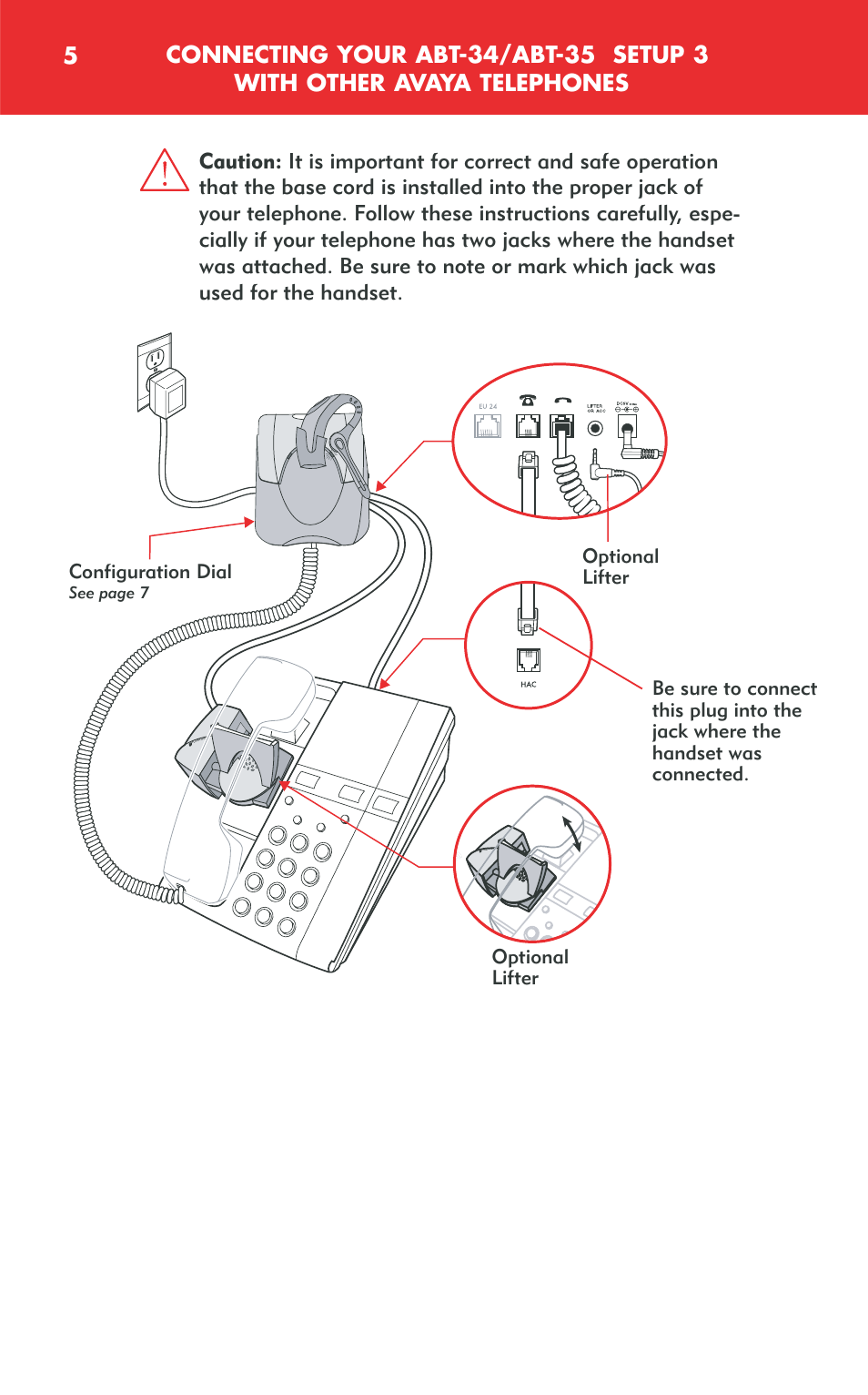 With other avaya telephones, Optional lifter | Avaya ABT-34 User Manual | Page 5 / 17