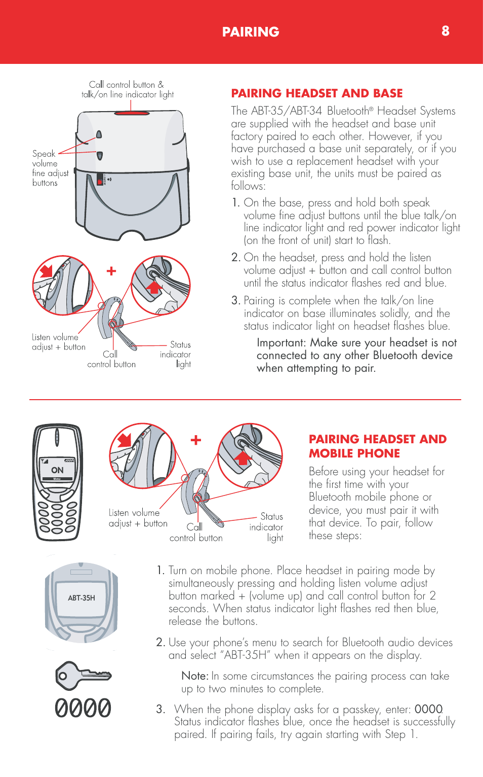 Pairing | Avaya ABT-34 User Manual | Page 8 / 17