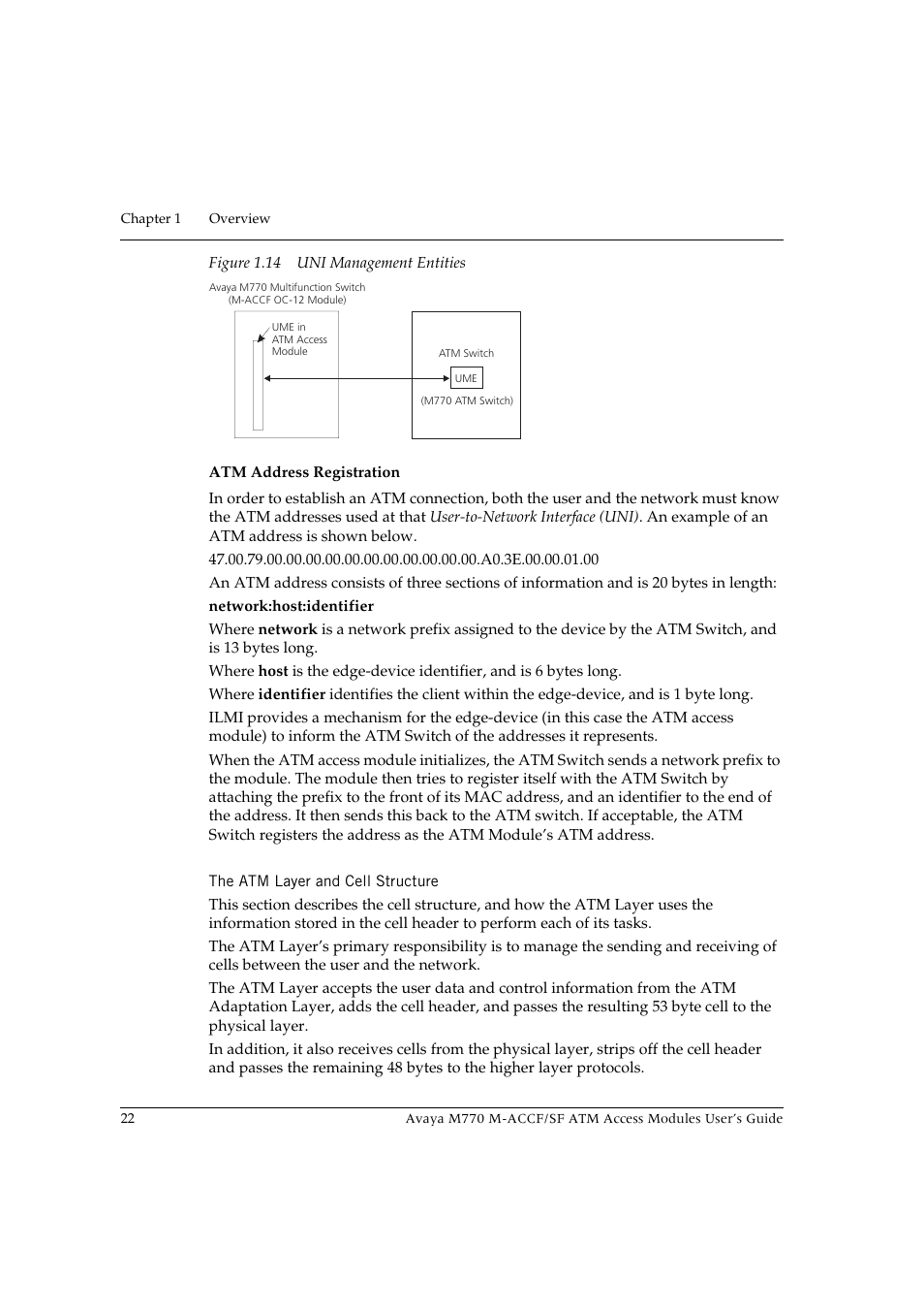 The atm layer and cell structure, Figure 1.14 uni management entities | Avaya M-ACCF/SF User Manual | Page 38 / 114