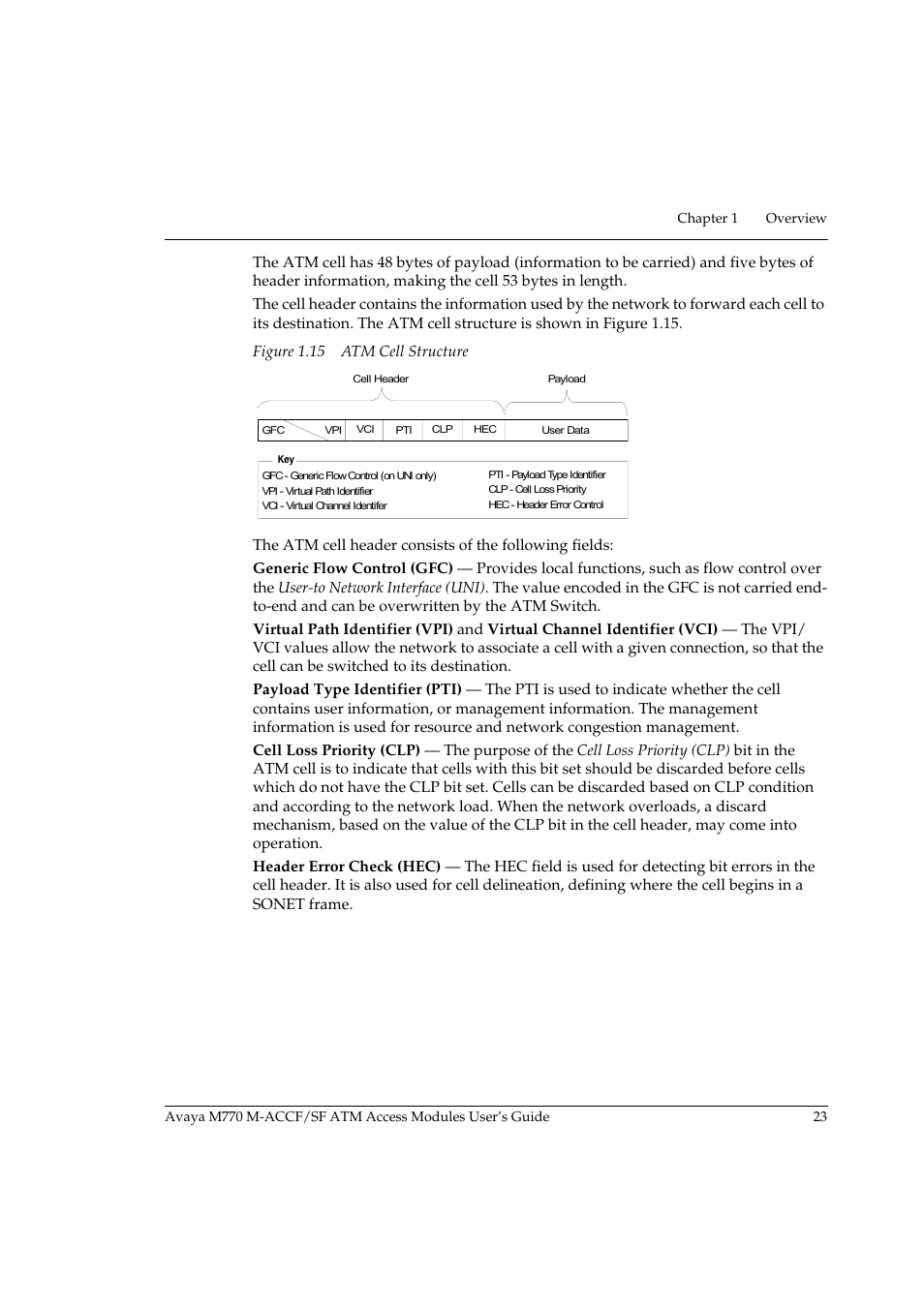 Figure 1.15 atm cell structure | Avaya M-ACCF/SF User Manual | Page 39 / 114