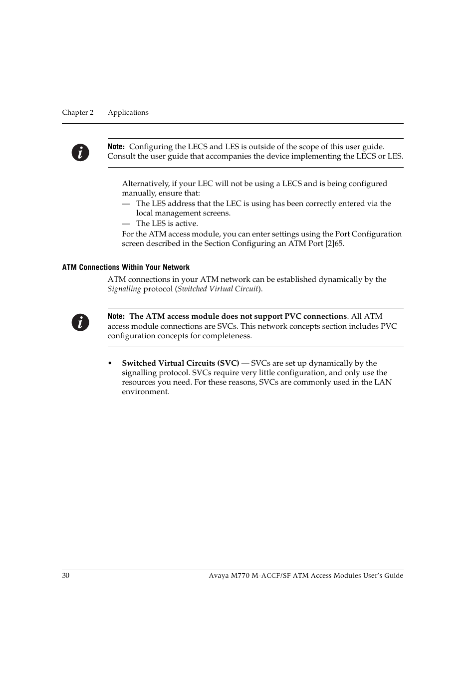 Atm connections within your network | Avaya M-ACCF/SF User Manual | Page 46 / 114