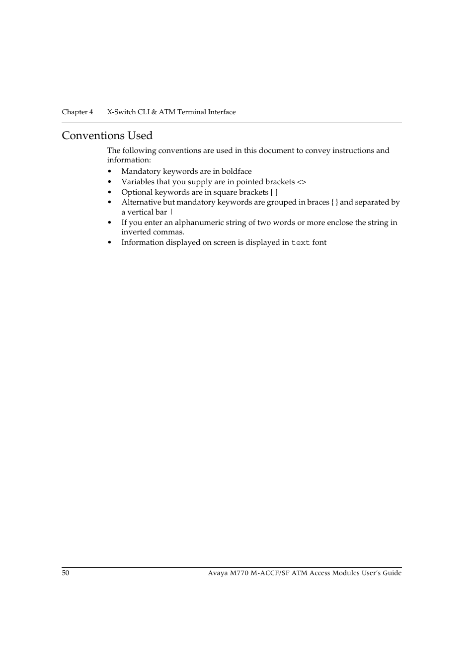 Conventions used | Avaya M-ACCF/SF User Manual | Page 66 / 114