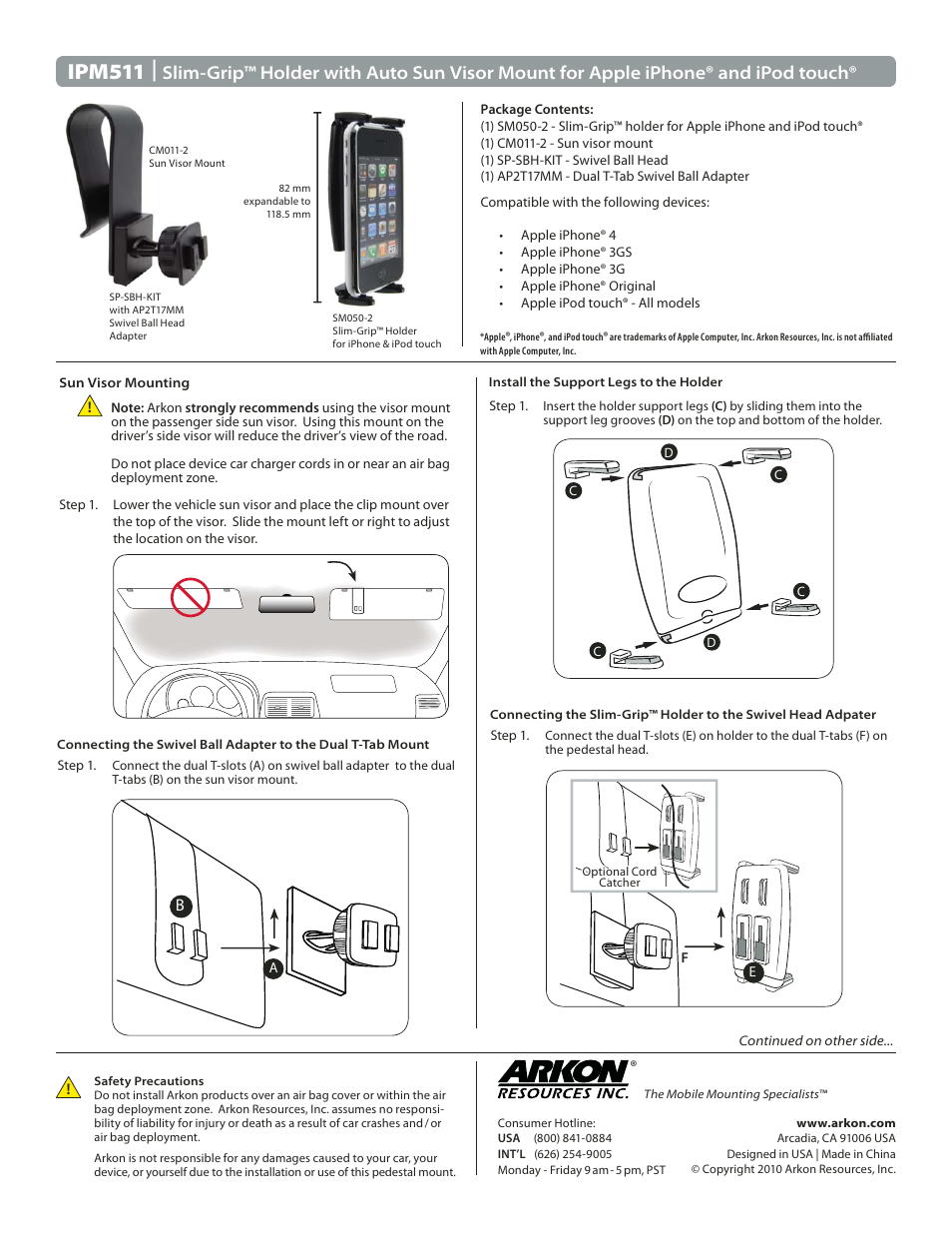 Arkon IPM511 User Manual | 2 pages