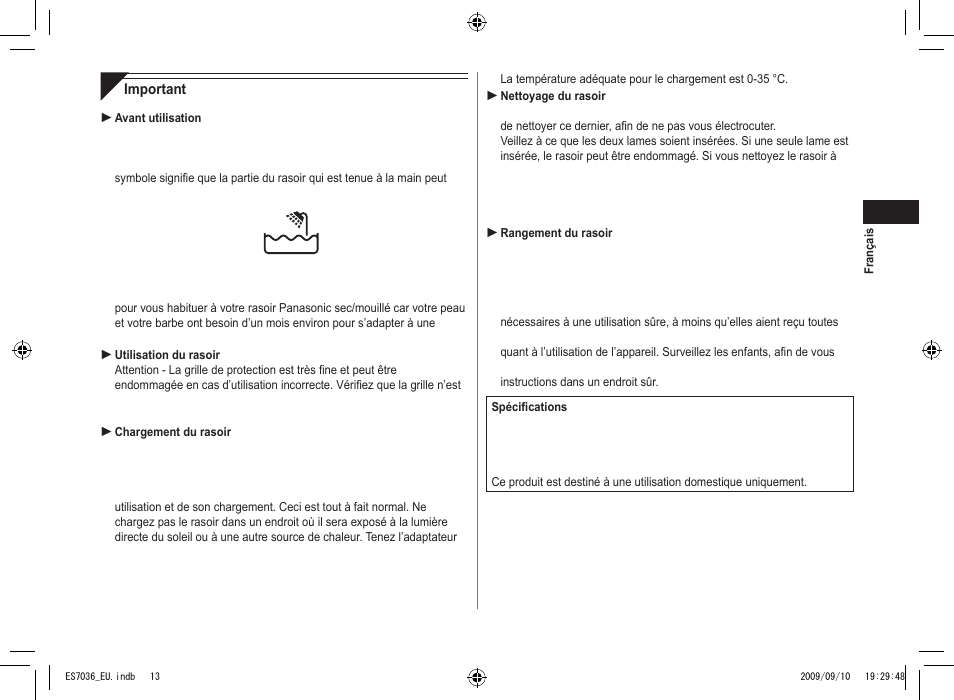 Panasonic ES7036 User Manual | Page 13 / 79