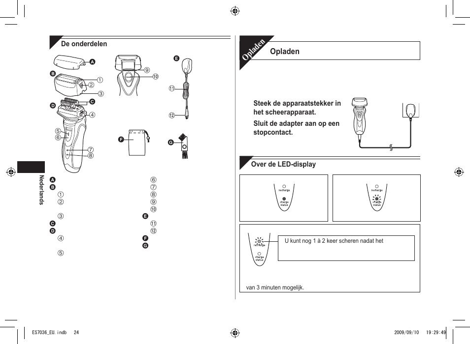 Opladen | Panasonic ES7036 User Manual | Page 24 / 79