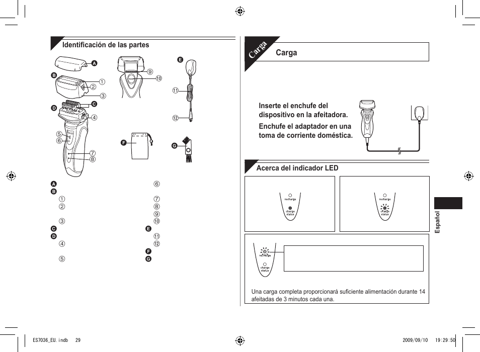 Carga | Panasonic ES7036 User Manual | Page 29 / 79