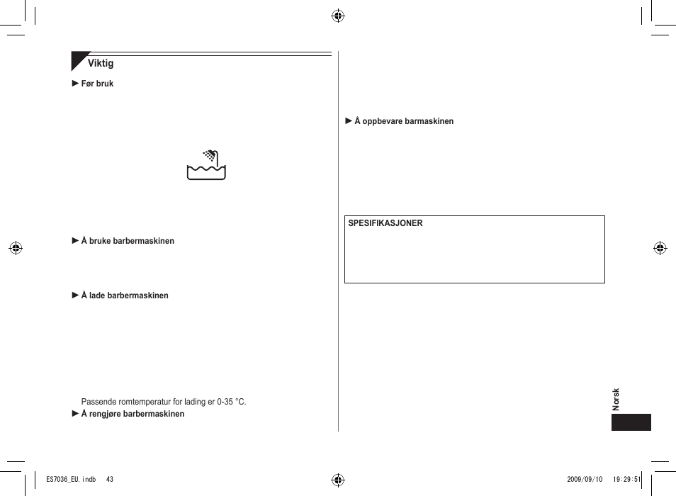 Panasonic ES7036 User Manual | Page 43 / 79
