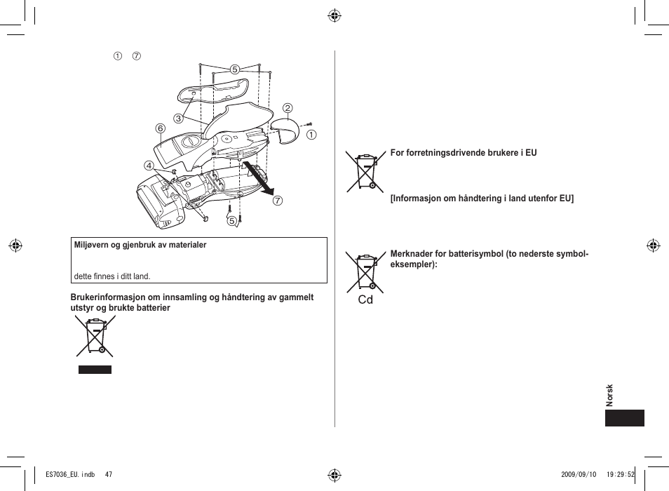 Panasonic ES7036 User Manual | Page 47 / 79