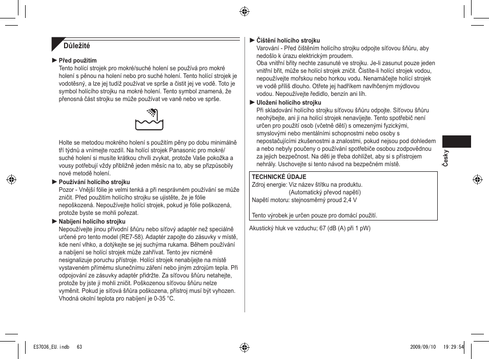 Panasonic ES7036 User Manual | Page 63 / 79