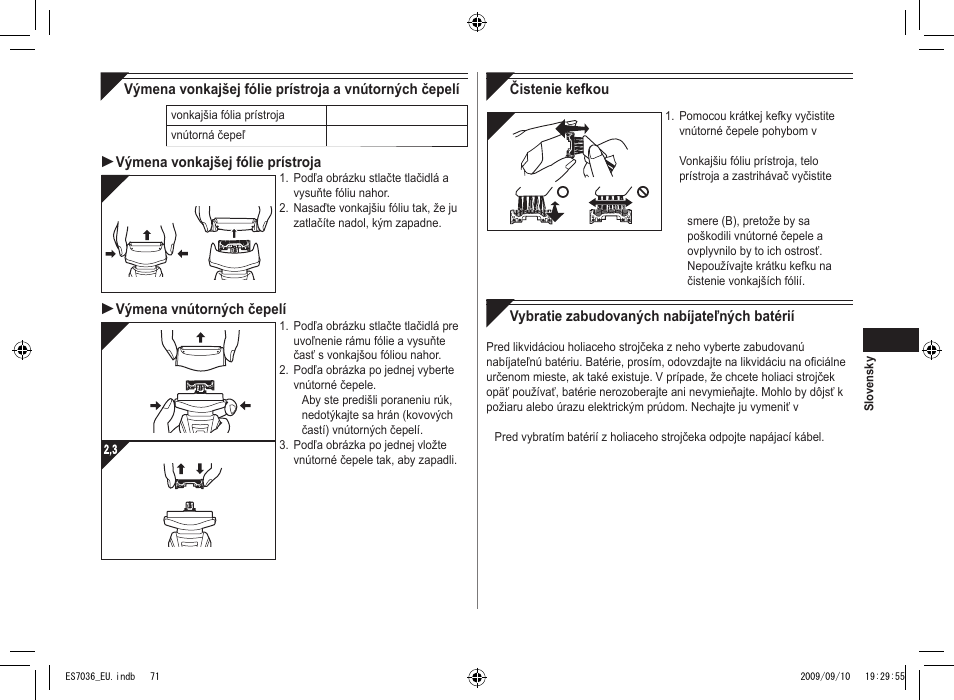 Panasonic ES7036 User Manual | Page 71 / 79