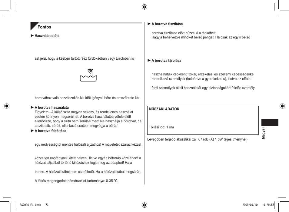 Panasonic ES7036 User Manual | Page 73 / 79