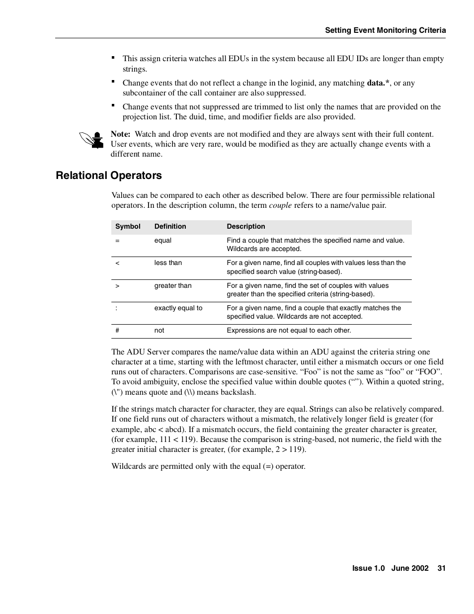 Relational operators | Avaya Interaction Center DXX-1015-01 User Manual | Page 31 / 74