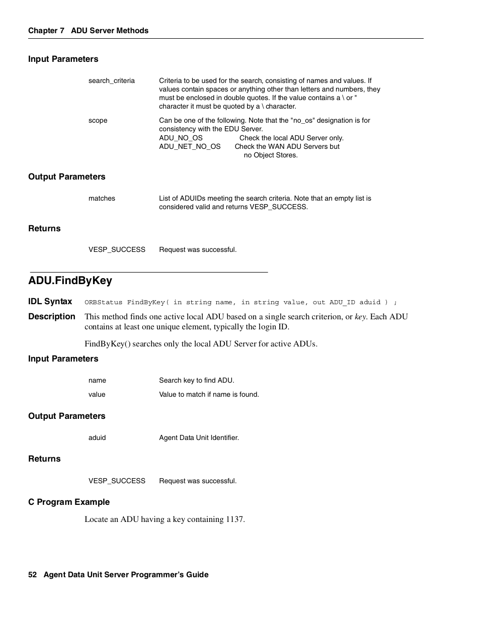 Adu.findbykey | Avaya Interaction Center DXX-1015-01 User Manual | Page 52 / 74