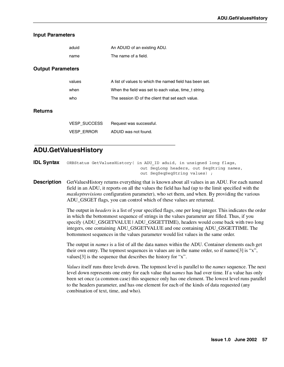 Adu.getvalueshistory | Avaya Interaction Center DXX-1015-01 User Manual | Page 57 / 74