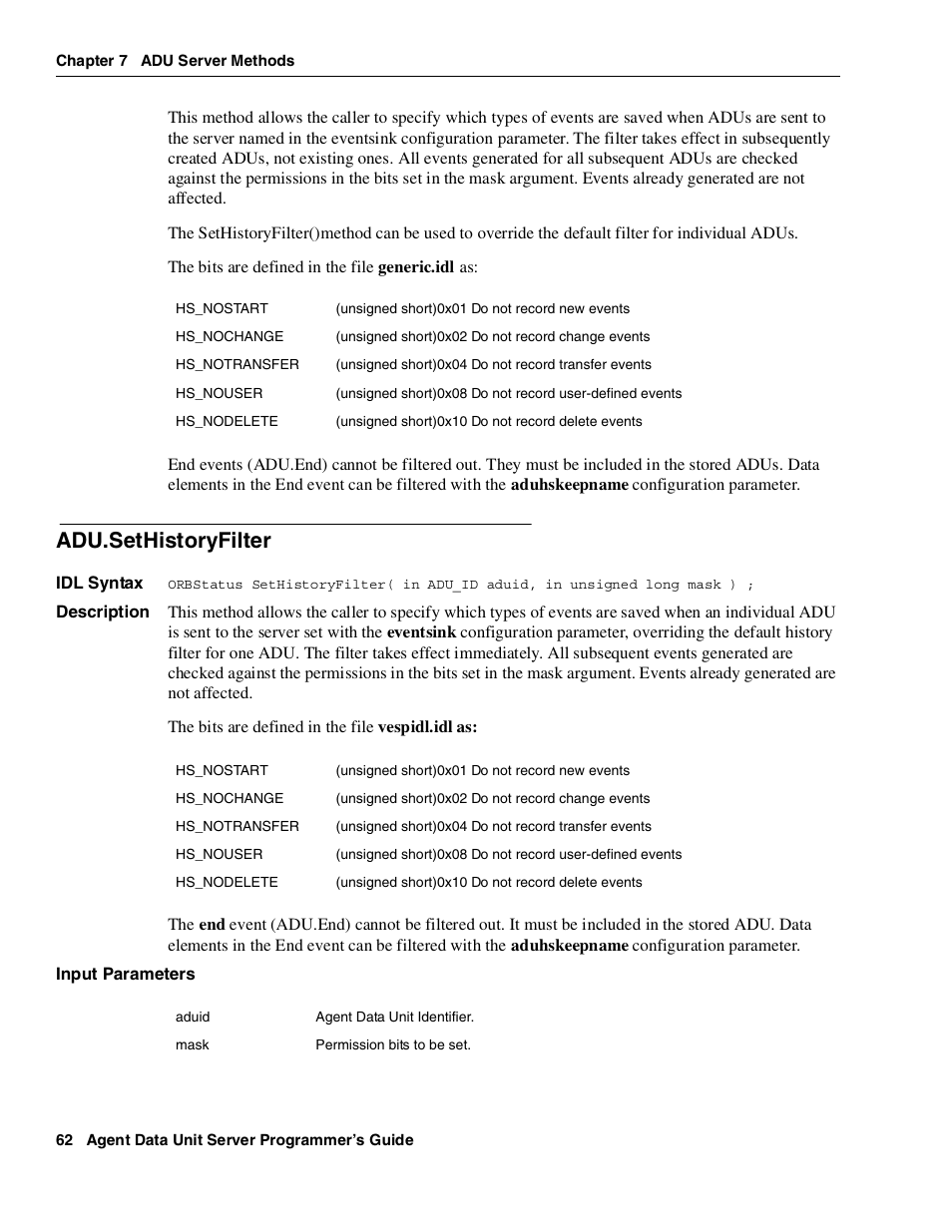 Adu.sethistoryfilter | Avaya Interaction Center DXX-1015-01 User Manual | Page 62 / 74