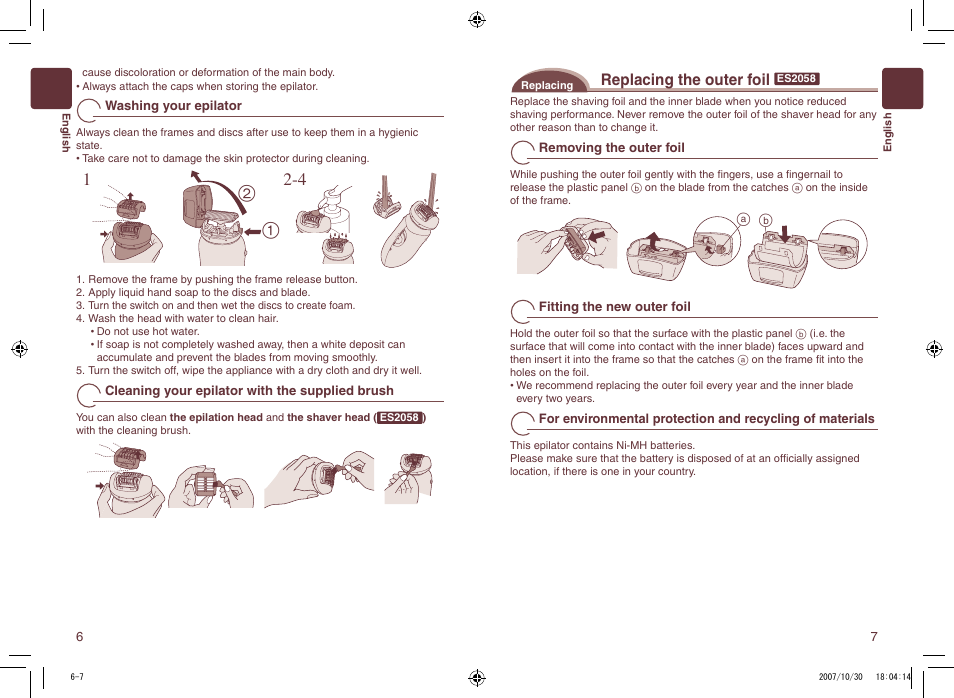 Replacing the outer foil | Panasonic ES2058 User Manual | Page 4 / 16