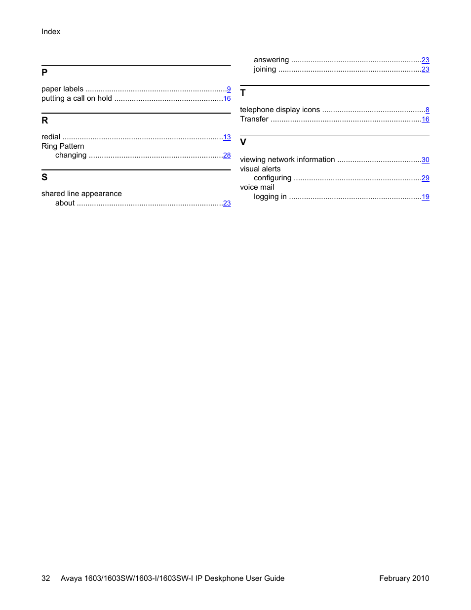 Avaya one-X 1603SW User Manual | Page 32 / 32