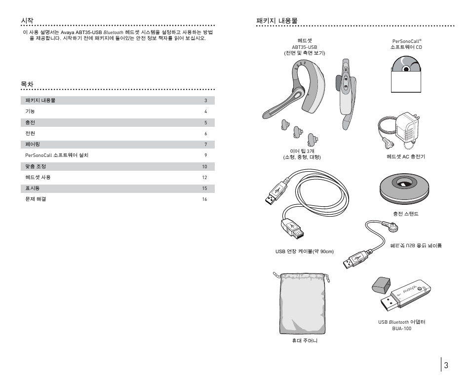 목차 패키지 내용물 | Avaya ABT35 User Manual | Page 124 / 182