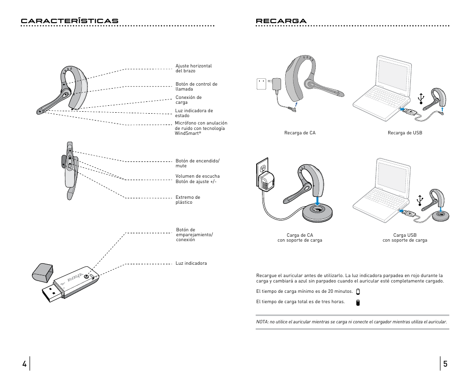 Características recarga | Avaya ABT35 User Manual | Page 25 / 182