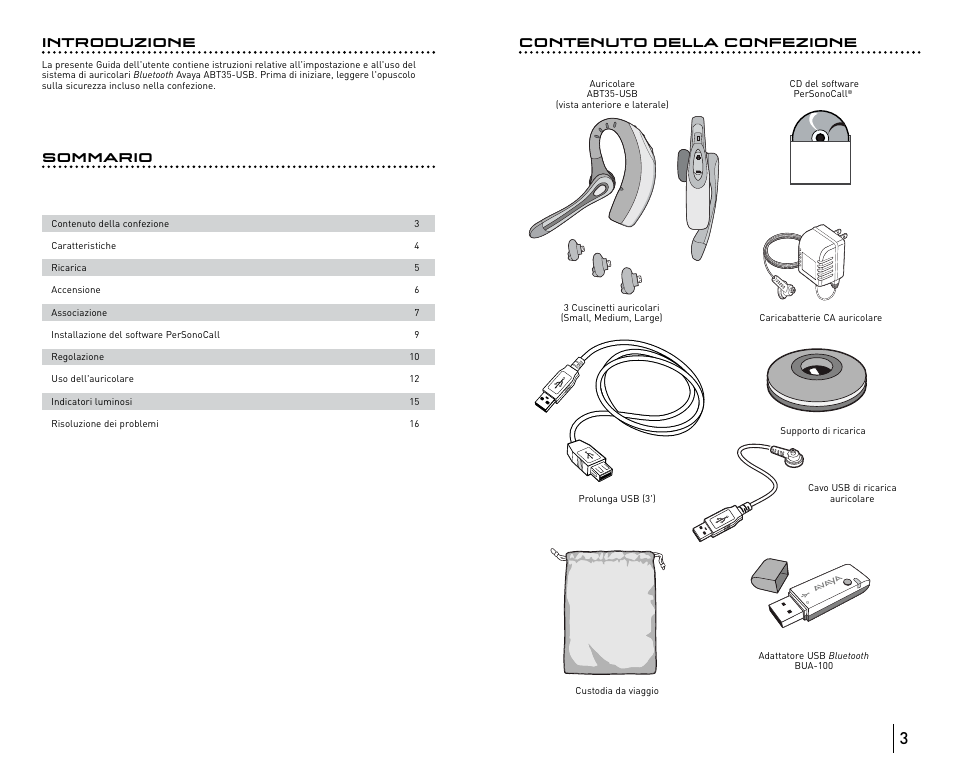 Sommario contenuto della confezione, Introduzione | Avaya ABT35 User Manual | Page 54 / 182