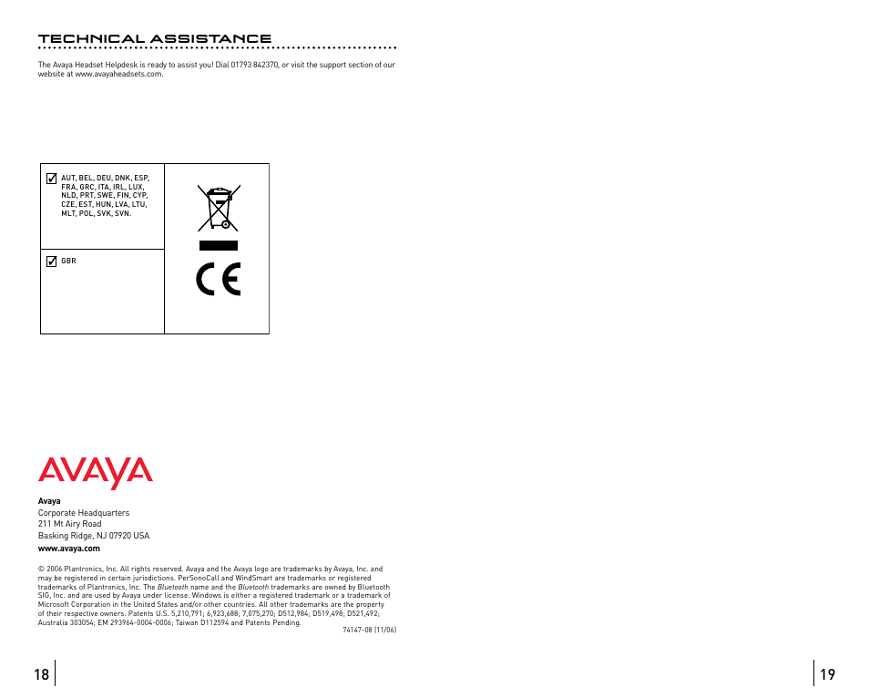 Technical assistance | Avaya ABT35 User Manual | Page 72 / 182