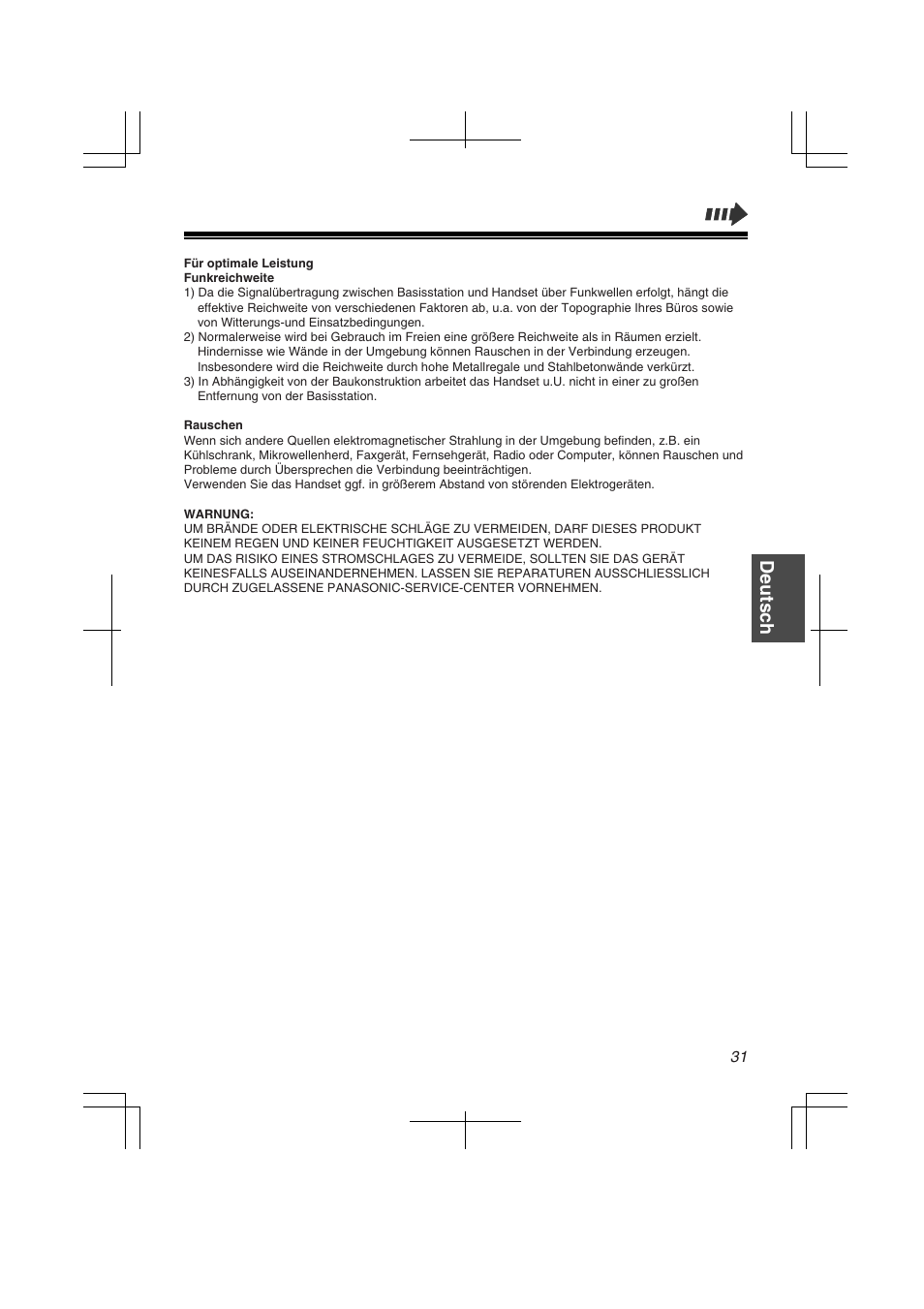 Deutsc h | Panasonic KXTD7580CE User Manual | Page 31 / 80