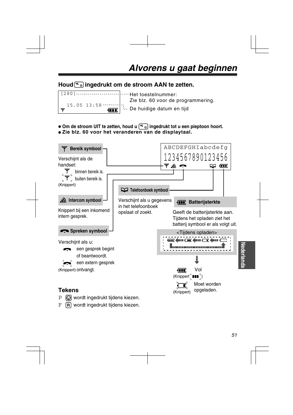 Alvorens u gaat beginnen | Panasonic KXTD7580CE User Manual | Page 51 / 80