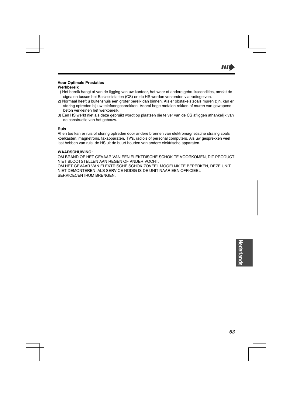 Nederlands | Panasonic KXTD7580CE User Manual | Page 63 / 80
