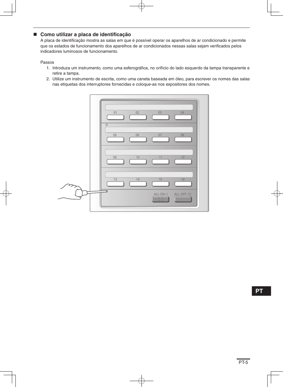 Como utilizar a placa de identifi cação | Panasonic CZANC2 User Manual | Page 21 / 38