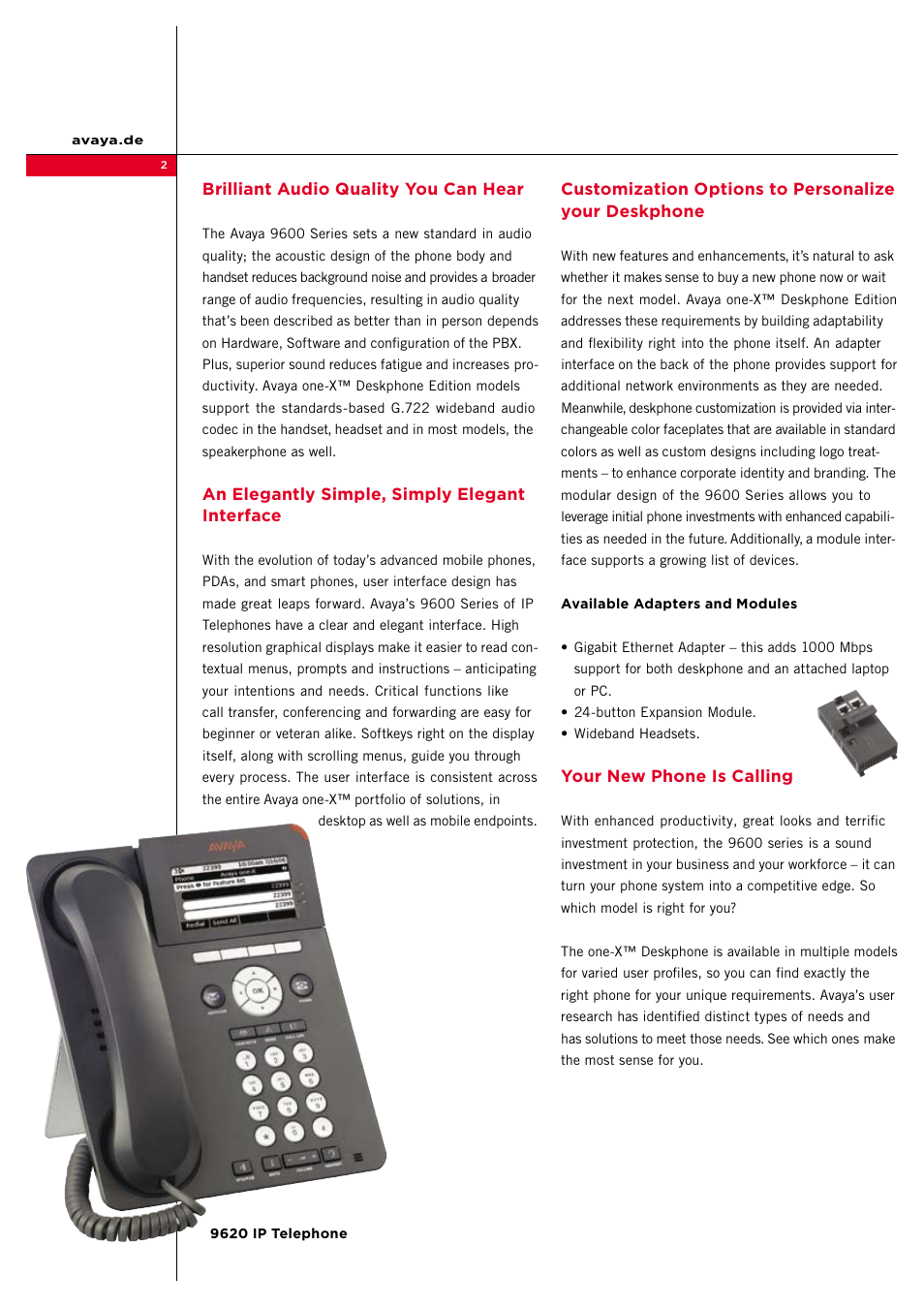 Avaya one-X 9600 Series User Manual | Page 2 / 4