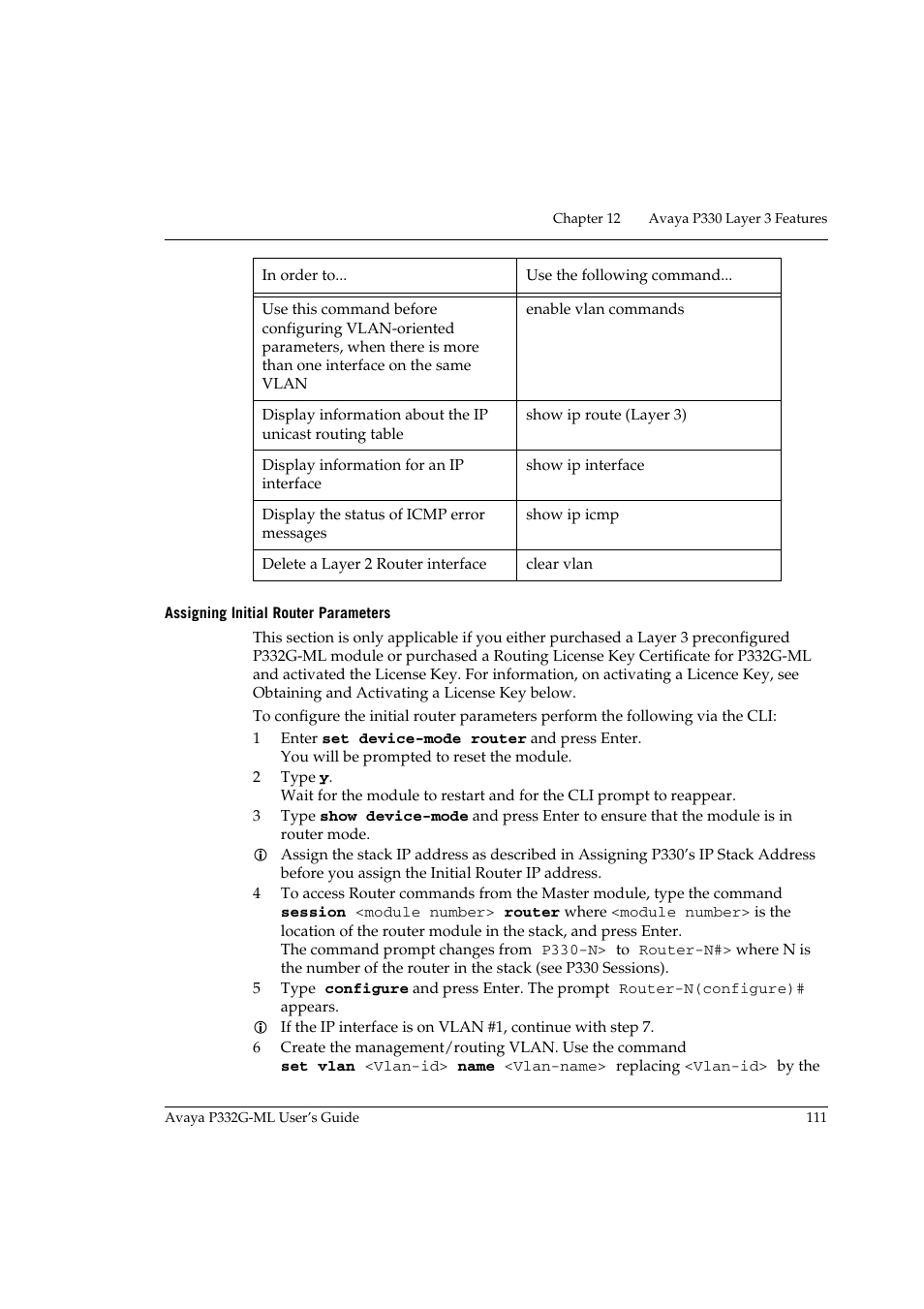 Assigning initial router parameters | Avaya P332G-ML User Manual | Page 127 / 164