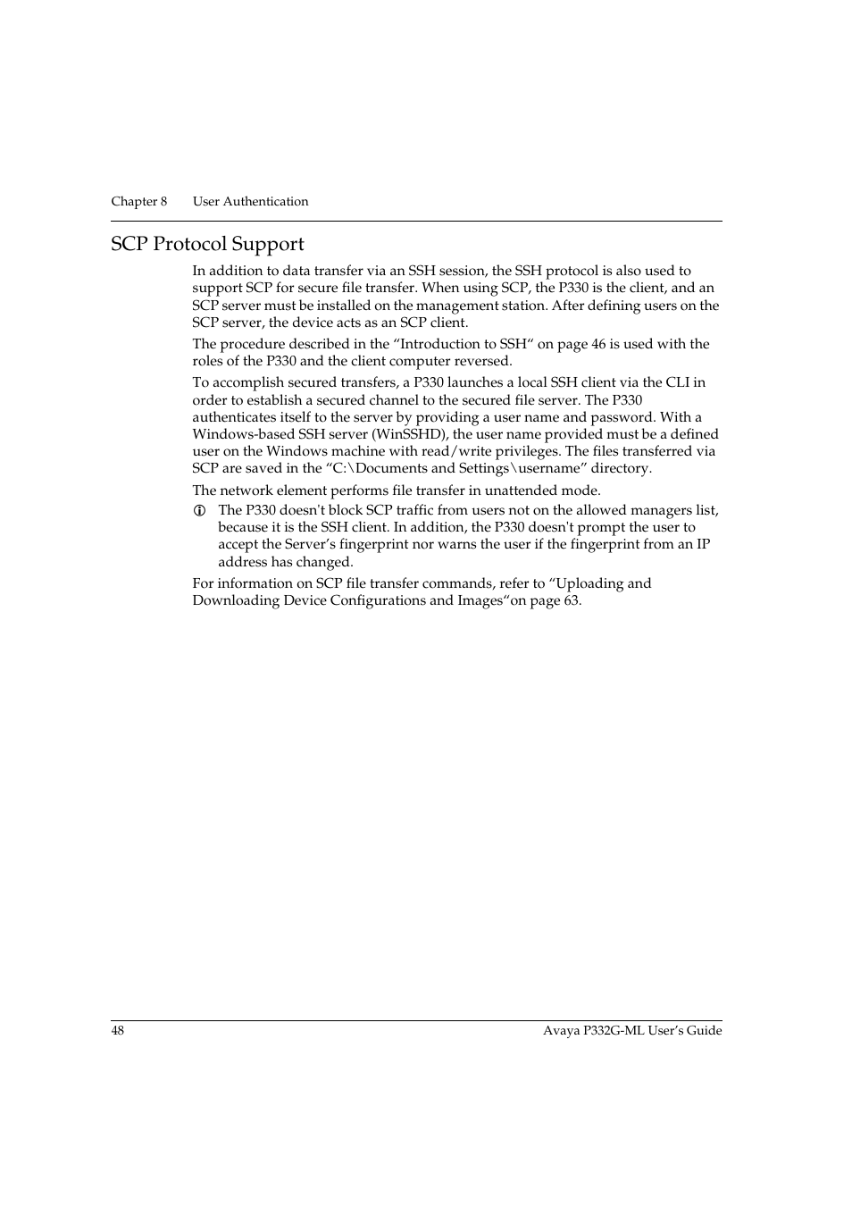 Scp protocol support | Avaya P332G-ML User Manual | Page 64 / 164