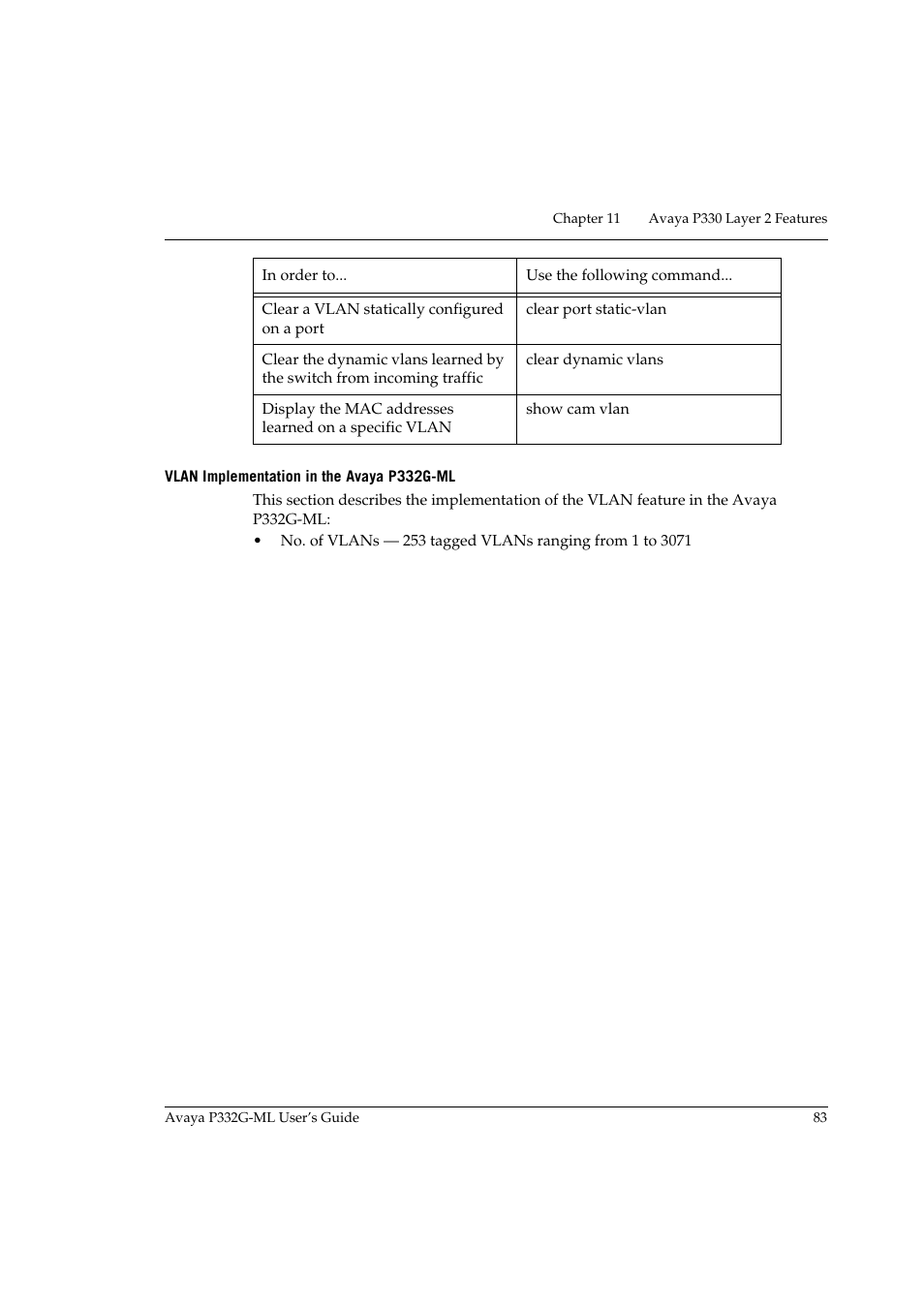 Vlan implementation in the avaya p332g-ml | Avaya P332G-ML User Manual | Page 99 / 164