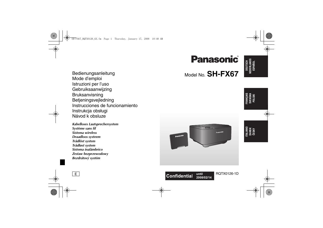 Panasonic SHFX67EK User Manual | 96 pages