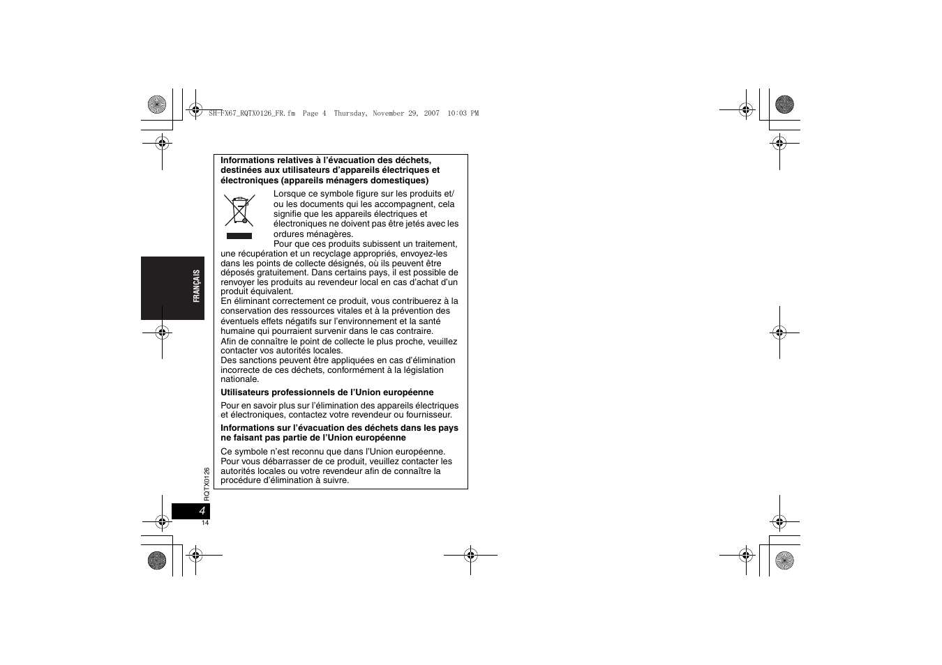 Panasonic SHFX67EK User Manual | Page 14 / 96