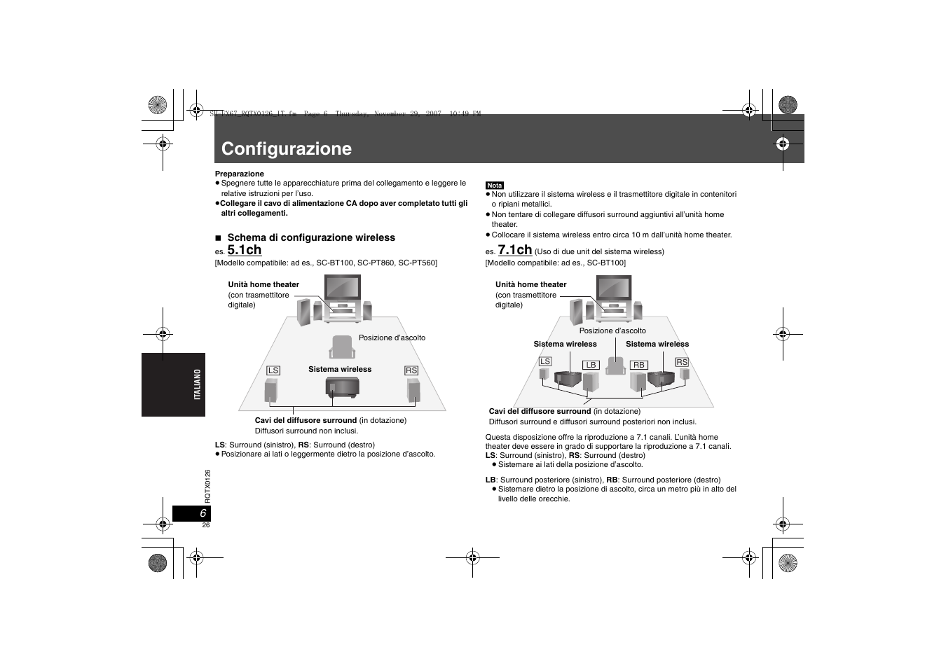 Configurazione | Panasonic SHFX67EK User Manual | Page 26 / 96