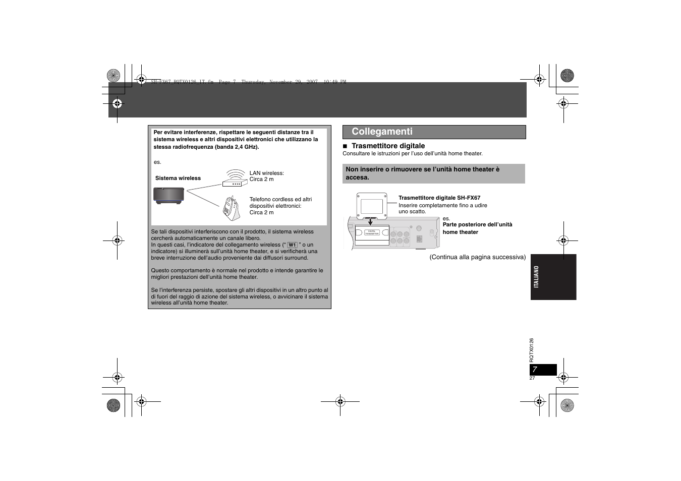 Collegamenti | Panasonic SHFX67EK User Manual | Page 27 / 96