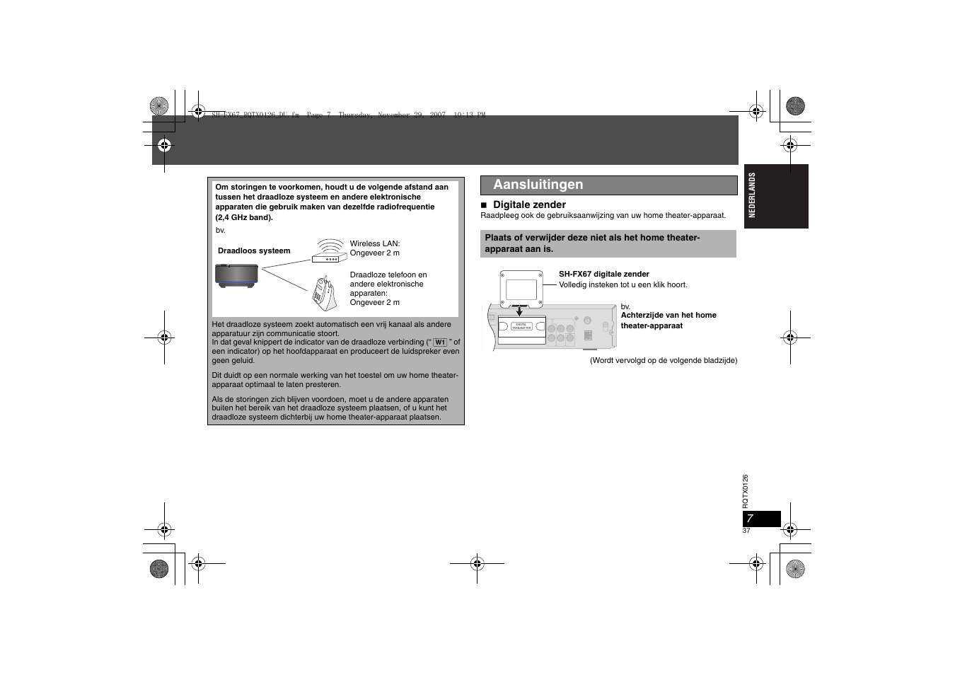 Aansluitingen | Panasonic SHFX67EK User Manual | Page 37 / 96